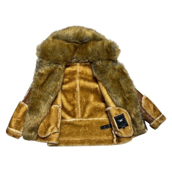 JORDAN CRAIG El Jefe Luxury SHEARLING Moto Jacket Faux Fur Winter Coat Womens 12 - Picture 5 of 10